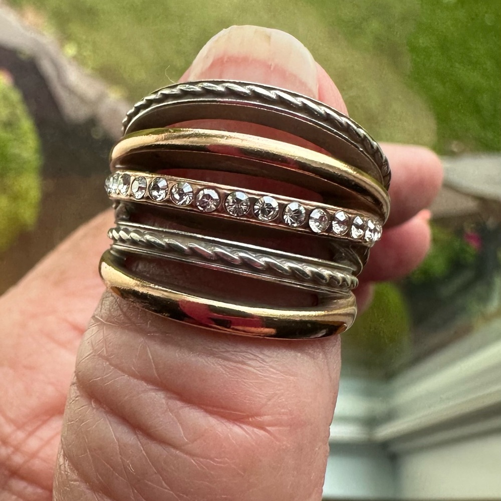 Brighton Jewelry Gold and Silver Crystal Accent Ring